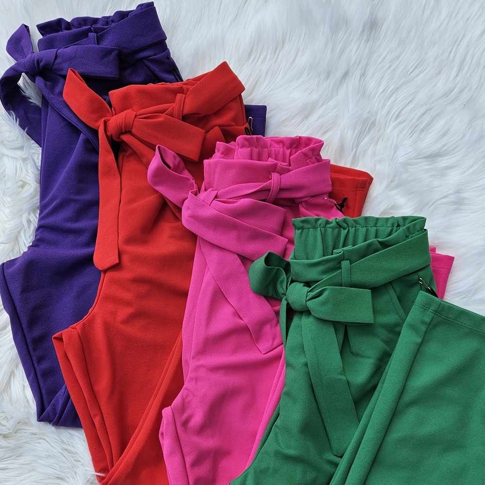 Red Skinny-Leg Slacks